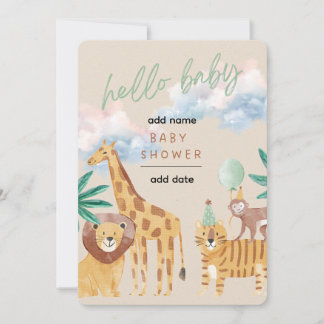 Convite de Chá de Bebê Safari em Aquarela | Lind