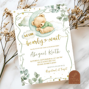 Convite de chá de bebê Sage Green Bow Coquette Bea