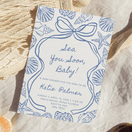Convite de Chá de Bebê "Sea You Soon Baby" Azul Co