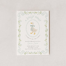 Convite de Chá de Bebê Silly Goose Floral Azul
