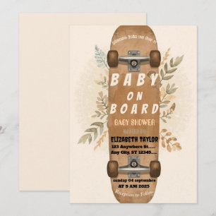 Convite de Chá de Bebê Skate Baby on Board