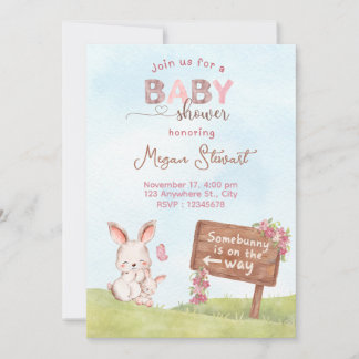 Convite de chá de bebê SomeBunny baby