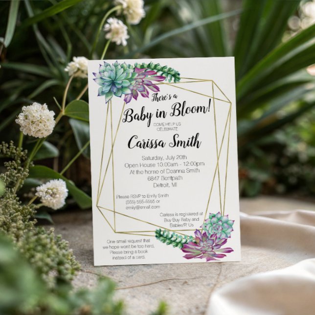 Convite de chá de bebê Succulent Baby In Bloom (Criador carregado)