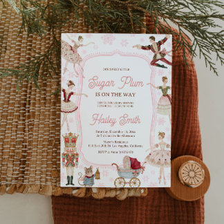 Convite de Chá de Bebê Sugar Plum para Menina