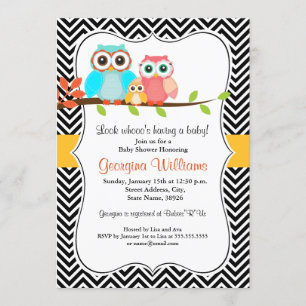 Convite de Chá de Bebê Sweet Owl