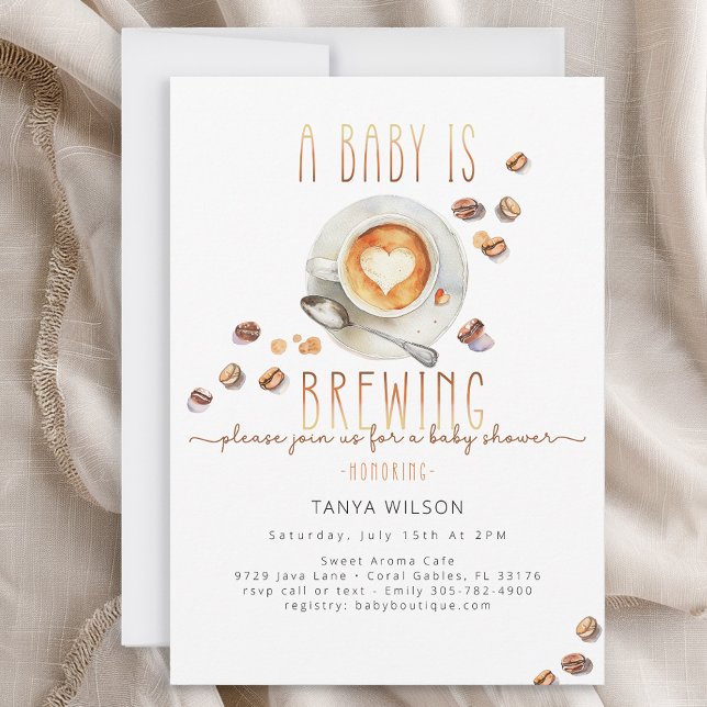 Convite de Chá de Bebê Tema Café Neutro em Gênero (Coffee Theme Baby Shower Invitation – Neutral)