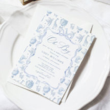 Convite de Chá de Bebê Toile de Jouy Safari Oh Boy
