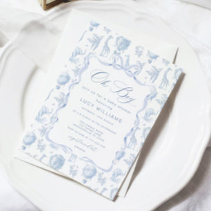 Convite de Chá de Bebê Toile de Jouy Safari Oh Boy