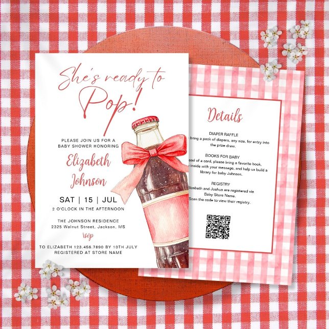 Convite de Chá de Bebê Tudo em Um Garrafa de Refri (Ready To Pop Soda Bottle Baby Shower All In One Invitation)