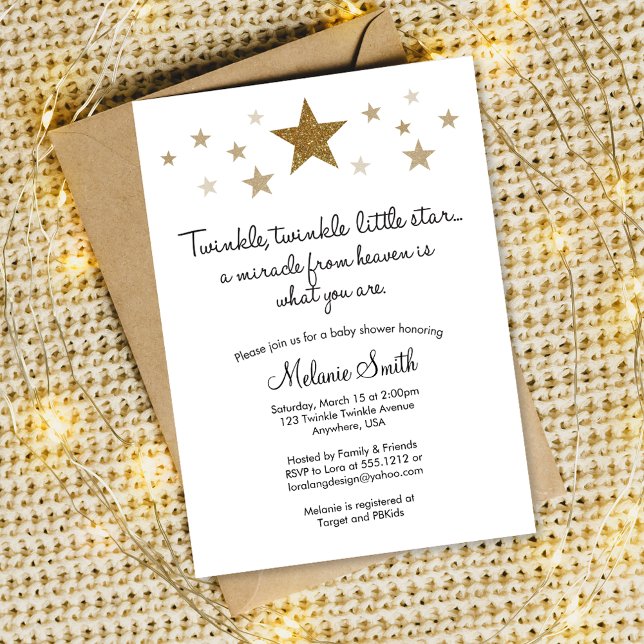 Convite de Chá de Bebê Twinkle Twinkle Little Star (Criador carregado)