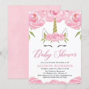 Convite de chá de bebê Unicorn