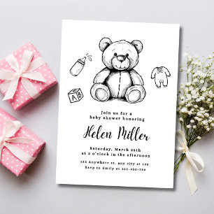 Convite de Chá de Bebê Urso de Pelúcia, Bebê Minim
