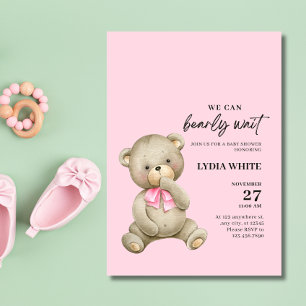Convite de Chá de Bebê Urso de Pelúcia, Mal Posso 