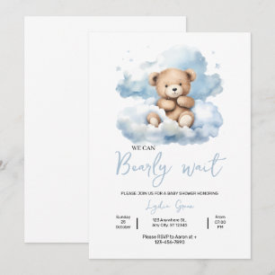 Convite de Chá de Bebê Urso de Pelúcia, Mal Posso 