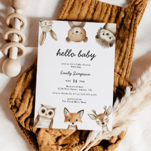 Convite de Chá de Bebê Urso Floresta Hello Baby
