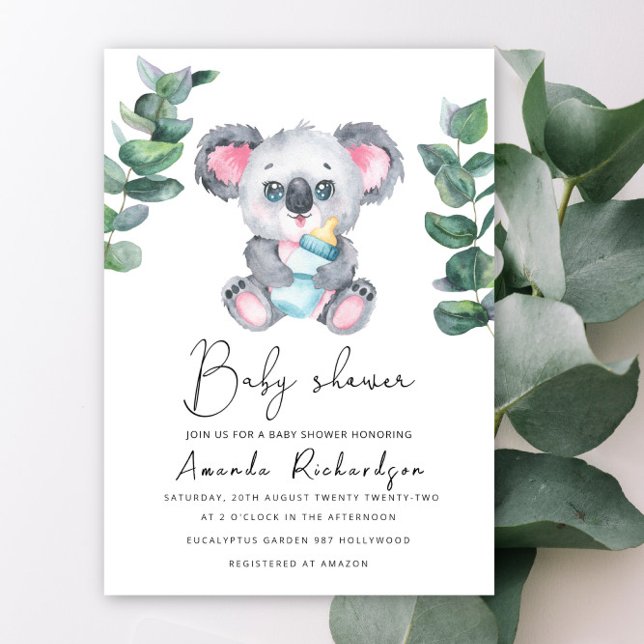Convite de Chá de Bebê Urso Koala (Criador carregado)
