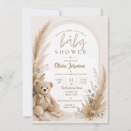 Convite de Chá de Bebê Urso Teddy Boho