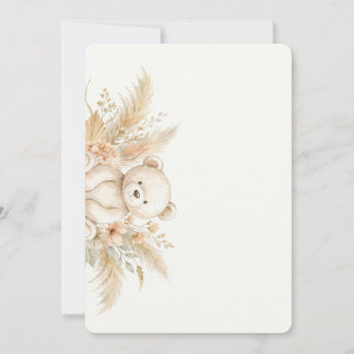 Convite de Chá de Bebê Urso Teddy Boho Neutro Água