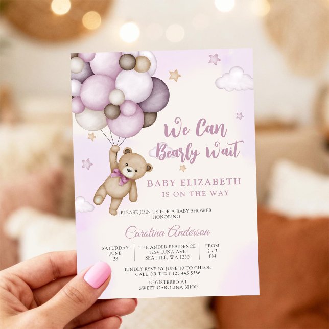 Convite de Chá de Bebê Urso Teddy Fofo (Criador carregado)