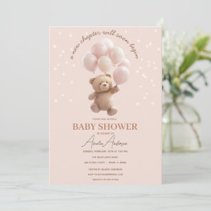 Convite de Chá de Bebê Urso Teddy Fofo com B