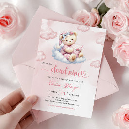 Convite de Chá de Bebê Urso Teddy Precioso Nuvem 9