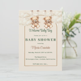 Convite de Chá de Bebê Urso Teddy Vintage