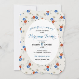 Convite de chá de bebê vermelho branco & azul botâ