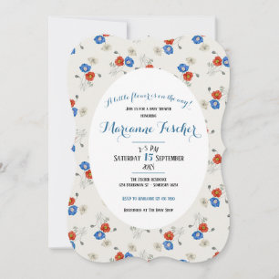 Convite de chá de bebê vermelho branco & azul botâ