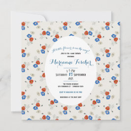 Convite de chá de bebê vermelho branco & azul botâ