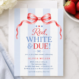 Convite de Chá de Bebê Vermelho Branco & Por Vir