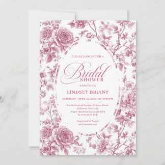 Convite de Chá de Bebê Vintage com Rosas em Toile