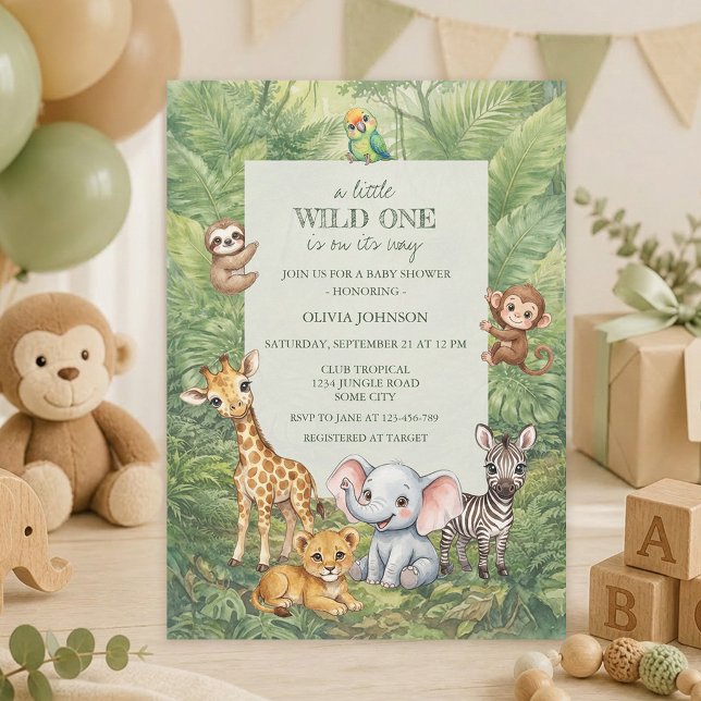 Convite de Chá de Bebê Wild One Selva Tropical (Criador carregado)
