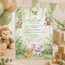Convite de Chá de Bebê Wild One Selva Tropical