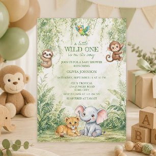 Convite de Chá de Bebê Wild One Selva Tropical