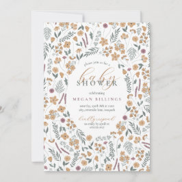 convite de chá de bebê wildflower - laranja claro