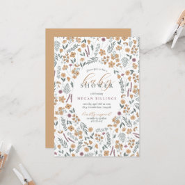 convite de chá de bebê wildflower - laranja claro