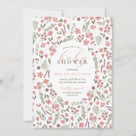 convite de chá de bebê wildflower - rosa
