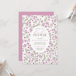 convite de chá de bebê wildflower - roxo