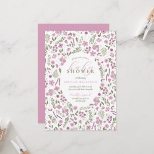 convite de chá de bebê wildflower - roxo
