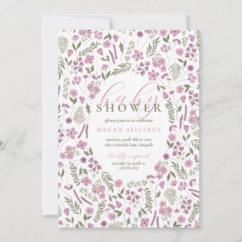 convite de chá de bebê wildflower - roxo