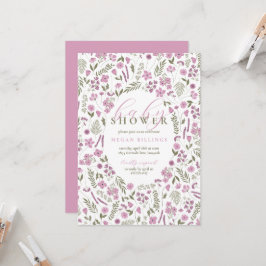 convite de chá de bebê wildflower - roxo