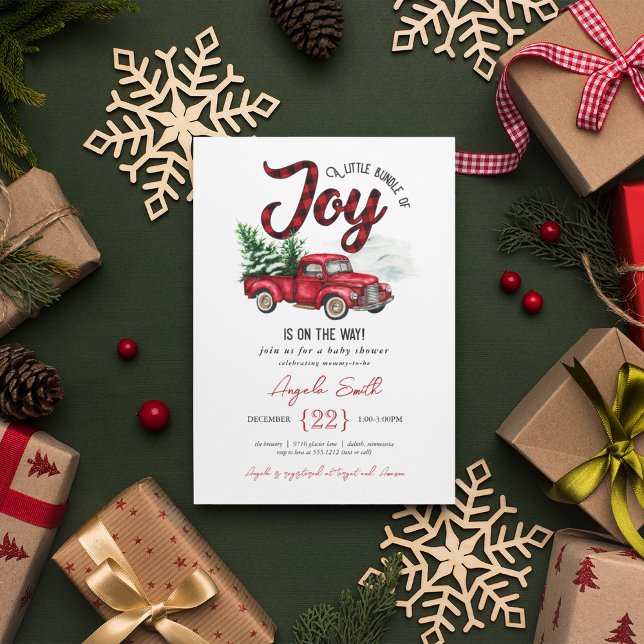 Convite de Chá de Bebê Xadrez Vermelho Um Pacote d (Criador carregado)