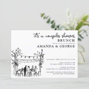 Convite de chá de casal brunch suspeito