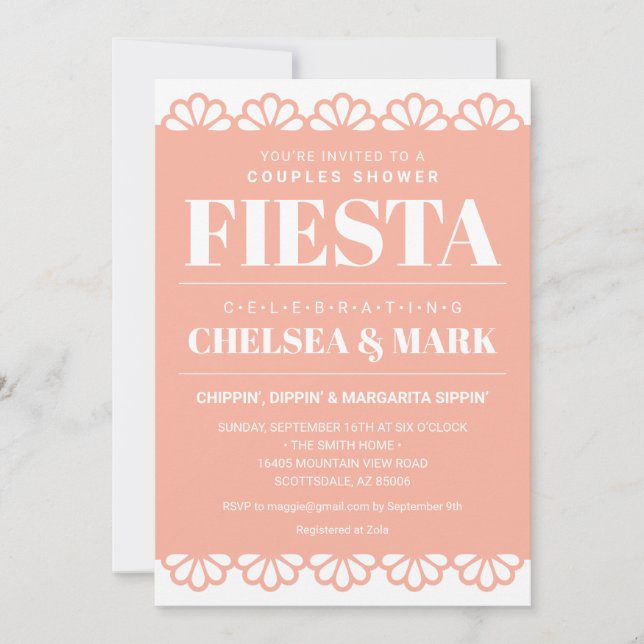 Convite de Chá de Casal Papel Picado (Frente)