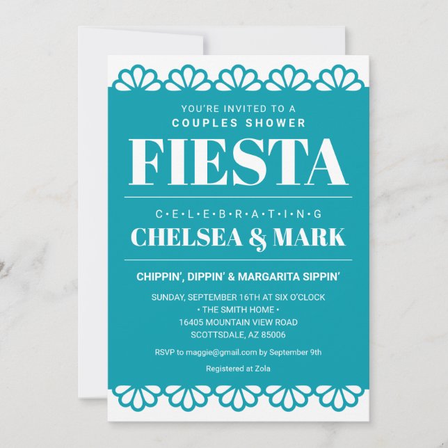 Convite de Chá de Casal Papel Picado (Frente)