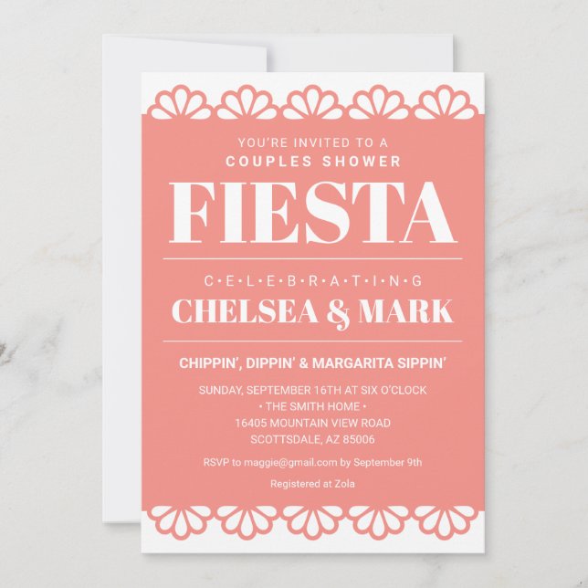 Convite de Chá de Casal Papel Picado (Frente)