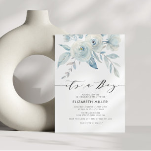 convite de chá de fraldas azul empoeirado