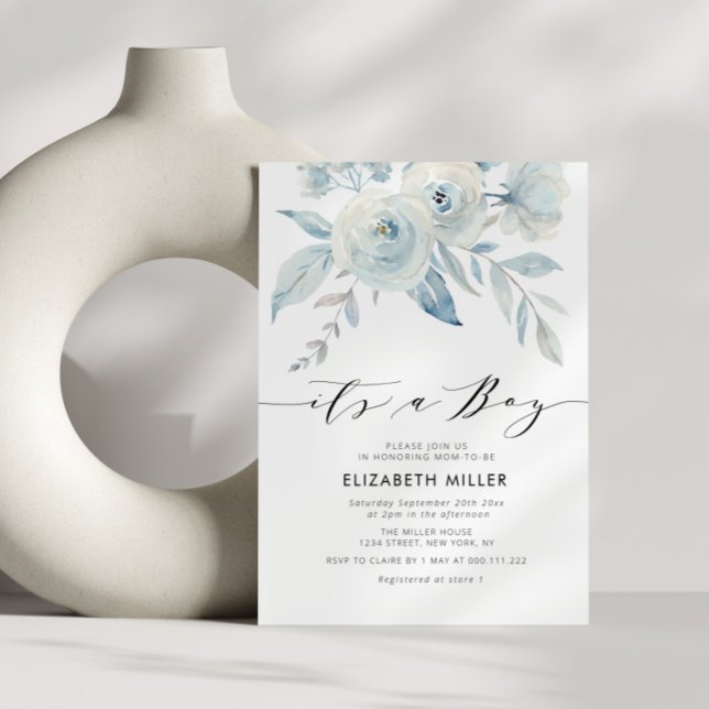 convite de chá de fraldas azul empoeirado (Criador carregado)