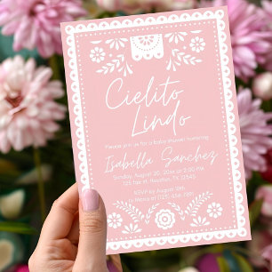 Convite de chá de fraldas Belo rosa Cielito lindo