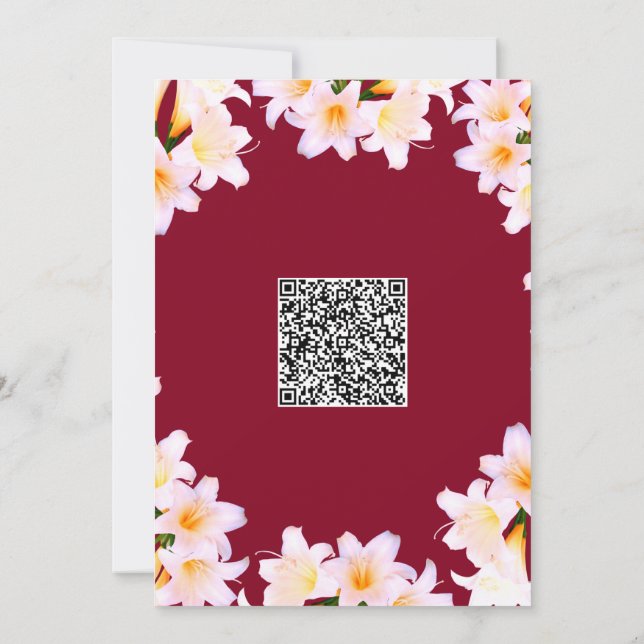Convite de Chá de fraldas de Código QR com Flores  (Verso)